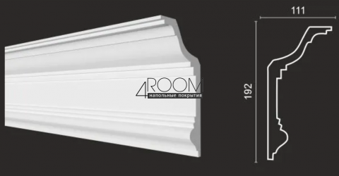 Потолочный плинтус/карниз из дюрополимера под покраску Decor-Dizayn DD513, 192х111х2000мм