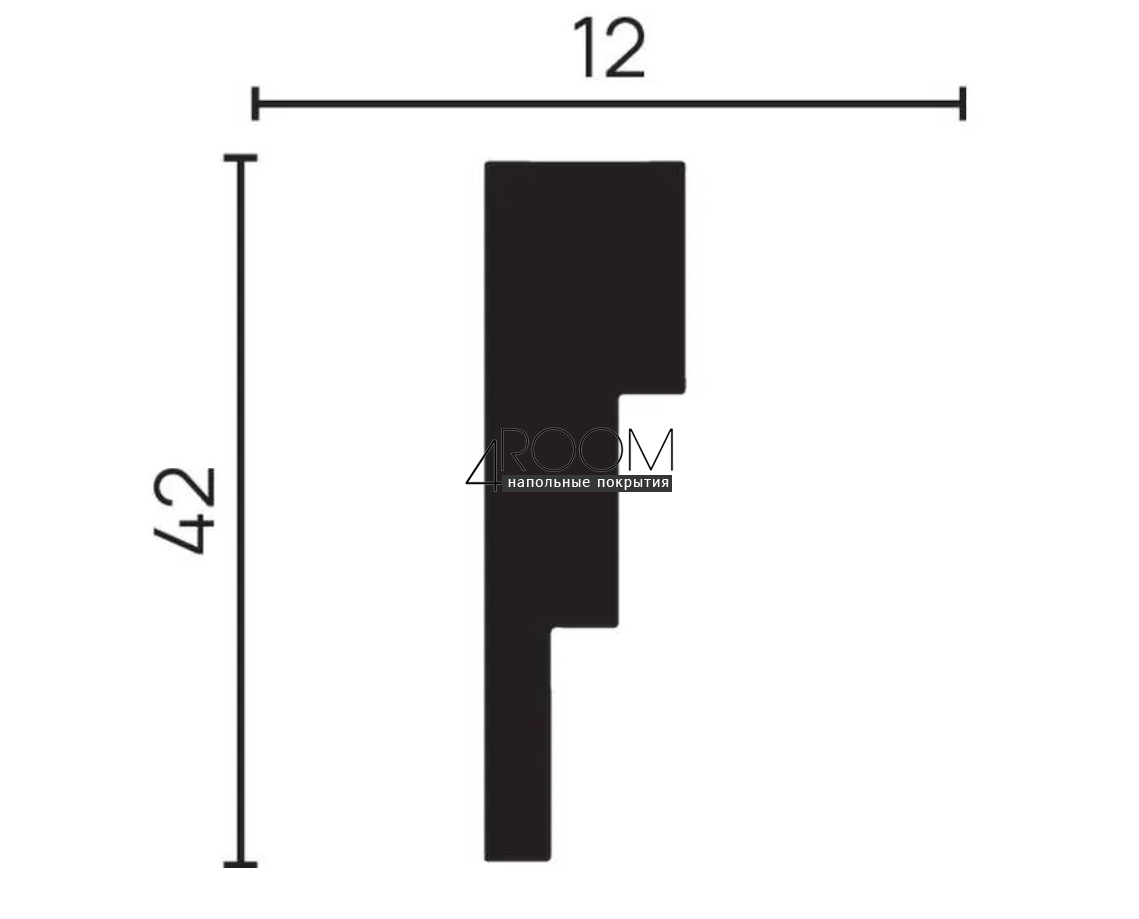 Плинтус из дюрополимера под покраску Decor-Dizayn DD624, 42х12х2000мм