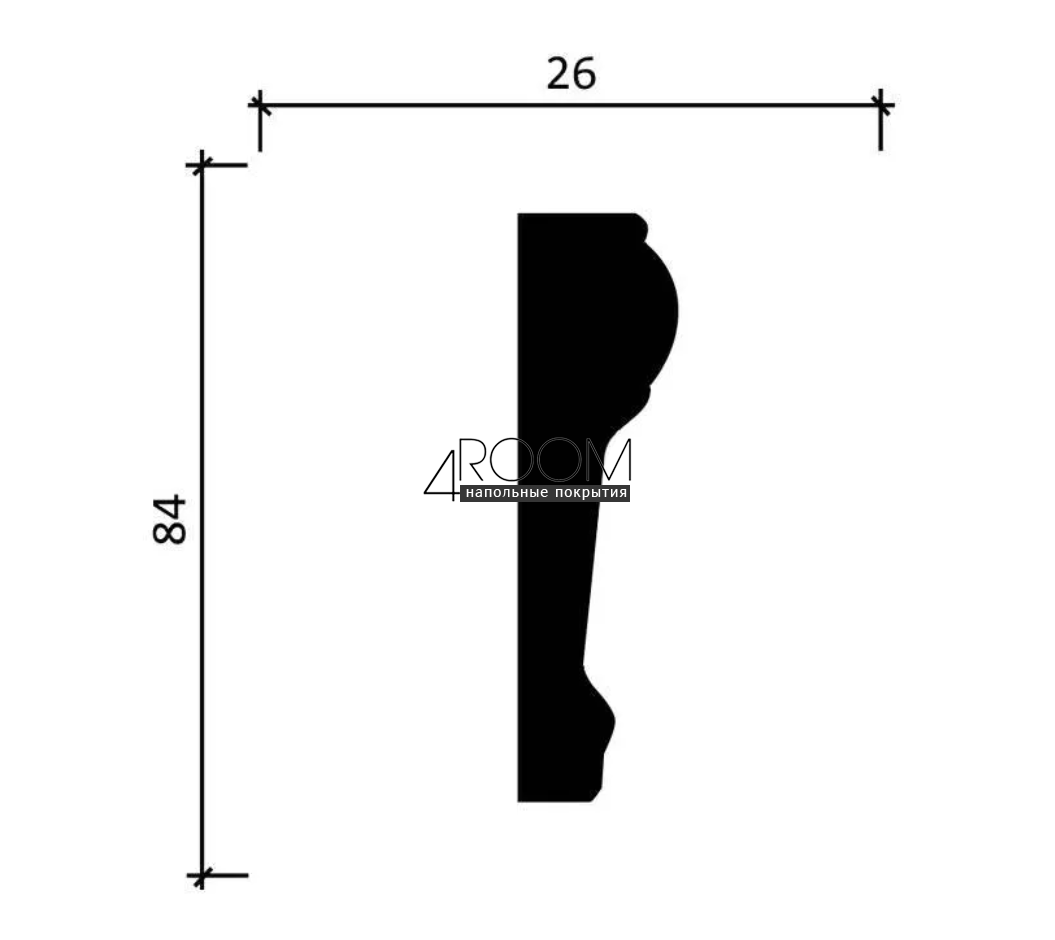 Плинтус из дюрополимера под покраску Decor-Dizayn DD147А, 84х26х2000мм