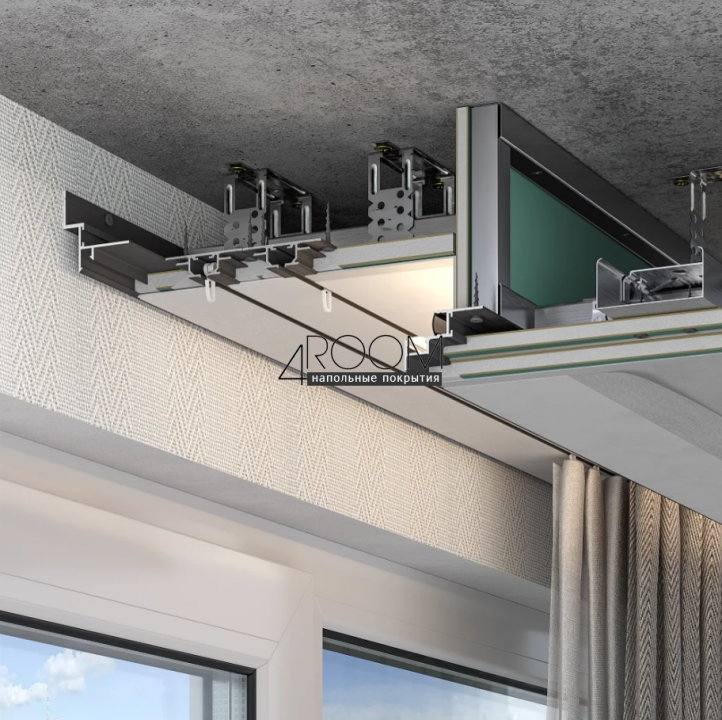 Теневая алюминиевая рейка Laconistiq MULTILEVEL DUAL, 46,7x31x3000мм, Золото анод