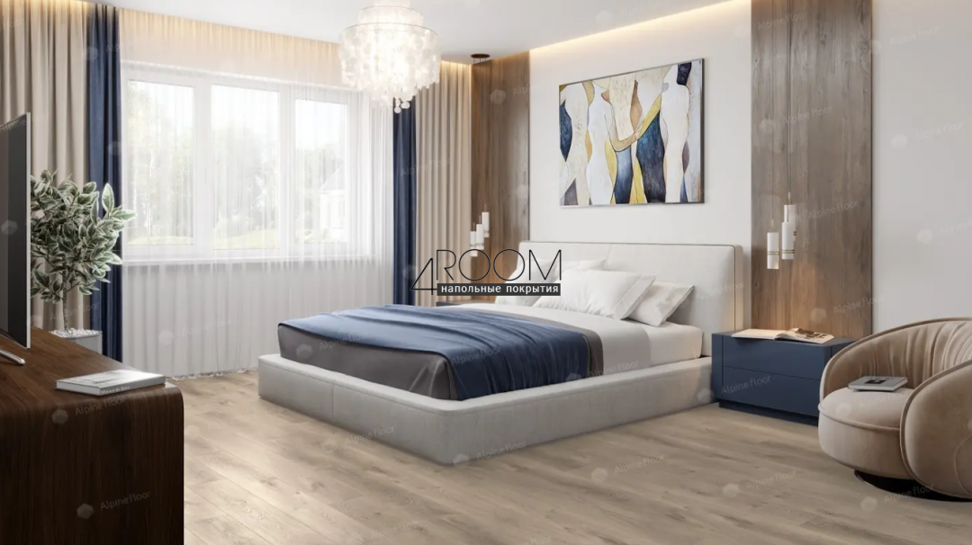 Каменно-полимерная замковая SPC плитка Alpine Floor Премиальный XL (Premium XL), Натуральный первозданный дуб отбеленный ABA ECO 7-5 MC, 1524х180мм, 8/0,5мм, 43 класс
