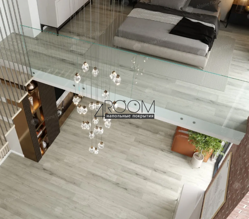 Каменно-полимерная замковая SPC плитка Alpine Floor Премиальный XL (Premium XL), Дуб серебряный ABA ECO 7-22 MC, 1220х183мм, 8/0,5мм, 43 класс