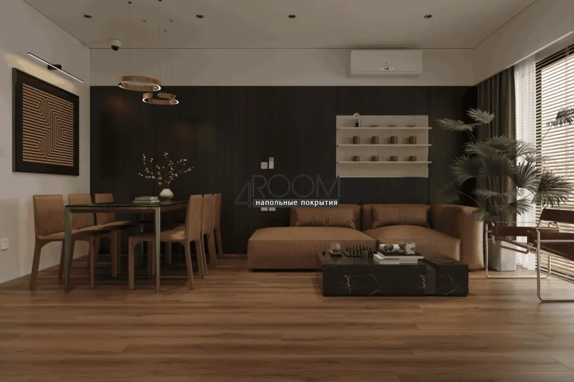 Каменно-полимерная замковая SPC плитка Alpine Floor Премиальный XL (Premium XL), Дуб Табачный ABA ECO 7-34 MC, 1524х180х8/0,5мм, 43 класс