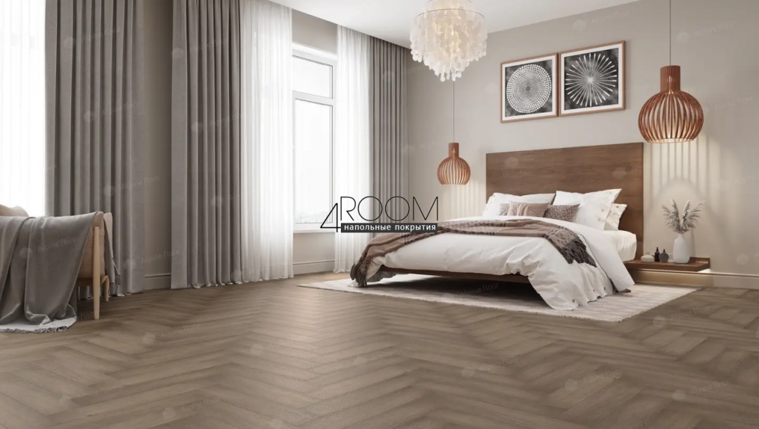 Каменно-полимерная замковая SPC плитка Alpine Floor Изящный паркет (Light Parquet), ДУБ НАСЫЩЕННЫЙ ЕСО 13-7 MC, 600х125х4/0,5мм, 43 класс