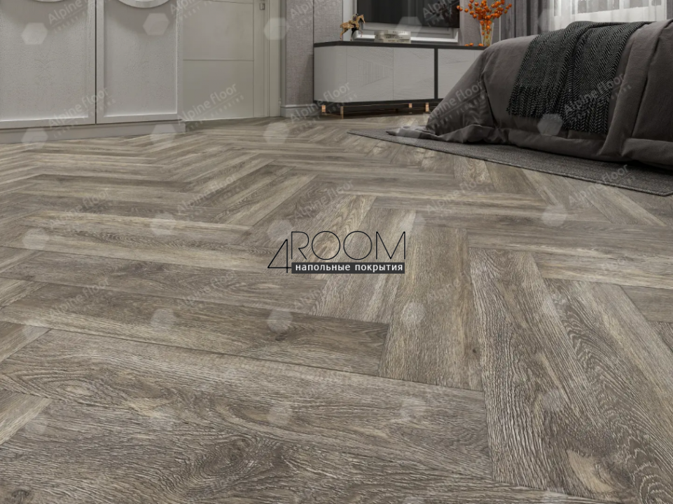 Каменно-полимерная замковая SPC плитка Alpine Floor Изящный паркет (Light Parquet), ВЕНГЕ ГРЕЙ ЕСО 13-8 MC, 600х125х4/0,5мм, 43 класс