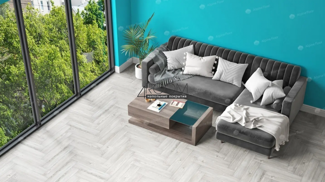 Каменно-полимерная замковая SPC плитка Alpine Floor Изящный паркет (Light Parquet), СНЕЖНЫЙ ЕСО 13-11 MC, 600х125х4/0,5мм, 43 класс