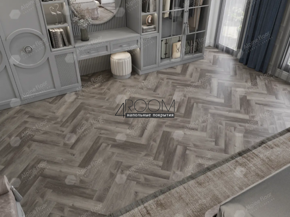 Каменно-полимерная замковая SPC плитка Alpine Floor Изящный паркет (Light Parquet), Дуб Мерга ЕСО 13-13 MC, 600х125х4/0,5мм, 43 класс
