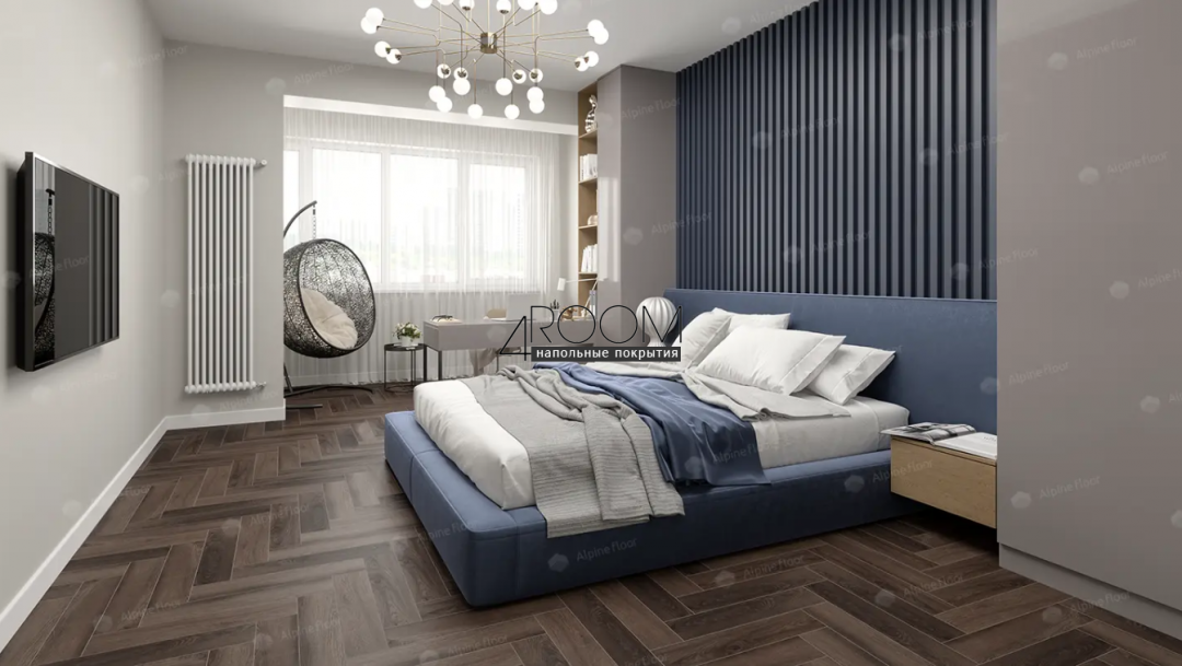 Каменно-полимерная замковая SPC плитка Alpine Floor Изящный паркет (Light Parquet), Дуб Фафнир ЕСО 13-16 MC, 600х125х4/0,5мм, 43 класс