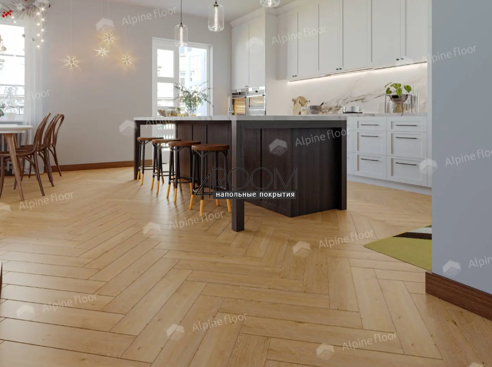 Каменно-полимерная замковая SPC плитка Alpine Floor Изящный паркет (Light Parquet), Дуб Хатиса ЕСО 13-27 MC, 600х125х4/0,5мм, 43 класс