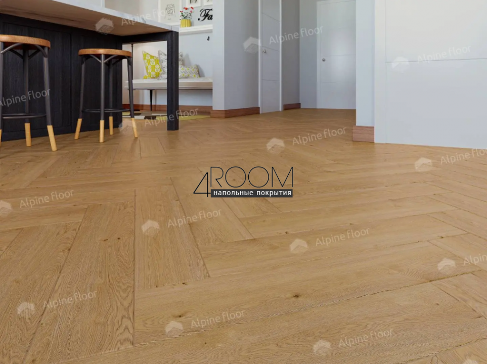 Каменно-полимерная замковая SPC плитка Alpine Floor Изящный паркет (Light Parquet), Дуб Хатиса ЕСО 13-27 MC, 600х125х4/0,5мм, 43 класс