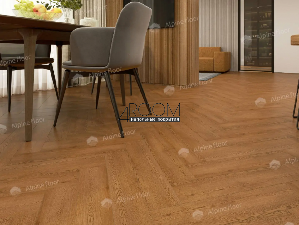 Каменно-полимерная замковая SPC плитка Alpine Floor Изящный паркет (Light Parquet), Дуб Селена ЕСО 13-32 MC, 600х125х4/0,5мм, 43 класс
