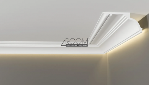 Потолочный плинтус/карниз из дюрополимера под покраску Decor-Dizayn DD517, 120х60х2000мм