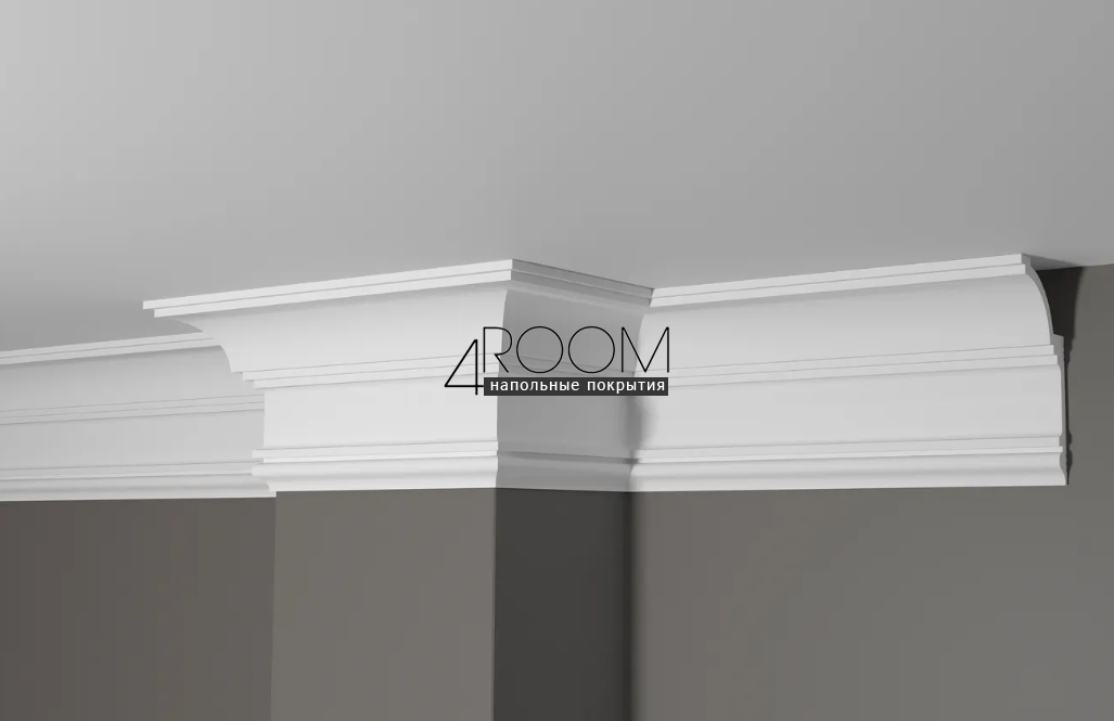 Потолочный плинтус/карниз из дюрополимера под покраску Decor-Dizayn DD517, 120х60х2000мм