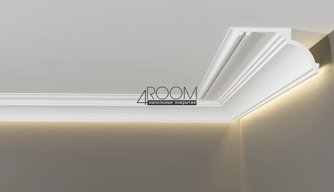Потолочный плинтус/карниз из дюрополимера под покраску Decor-Dizayn DD517, 120х60х2000мм