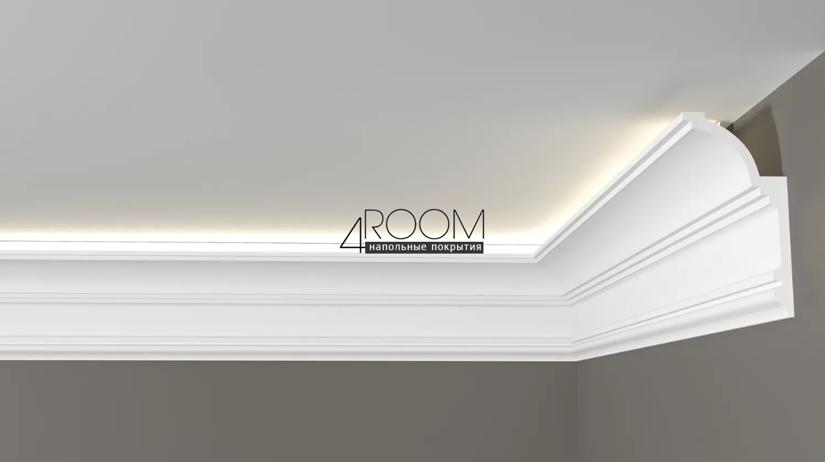 Потолочный плинтус/карниз из дюрополимера под покраску Decor-Dizayn DD517, 120х60х2000мм