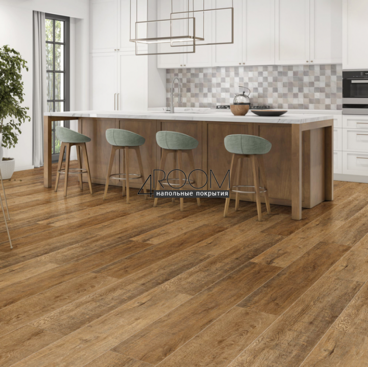 Кварц-виниловая клеевая LVT плитка Акпласт Wood 4V LVT Дуб Робуста W LVT 015, 1200х180х2,5мм/0,3мм, 34/43 класс