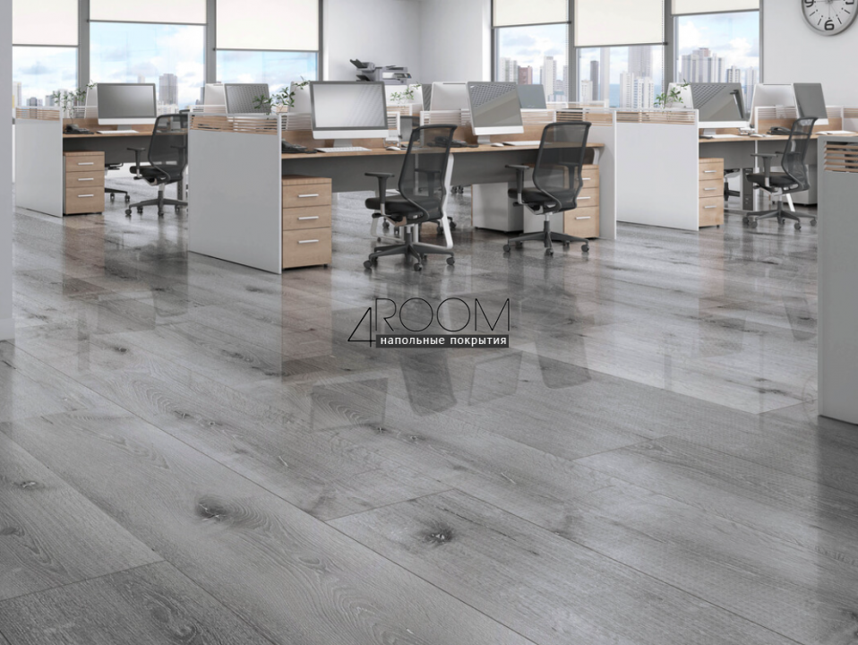 Кварц-виниловая клеевая LVT плитка Акпласт Wood 4V LVT Дуб Серый W LVT 010, 1200х180х2,5мм/0,3мм, 34/43 класс