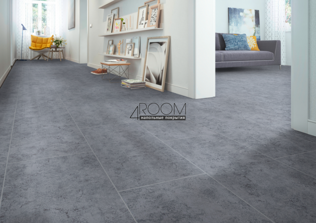 Кварц-виниловая клеевая LVT плитка Акпласт Stone LVT Мелли Грей S LVT 008, 600х3000х2,5мм/0,5мм, 34/43 класс