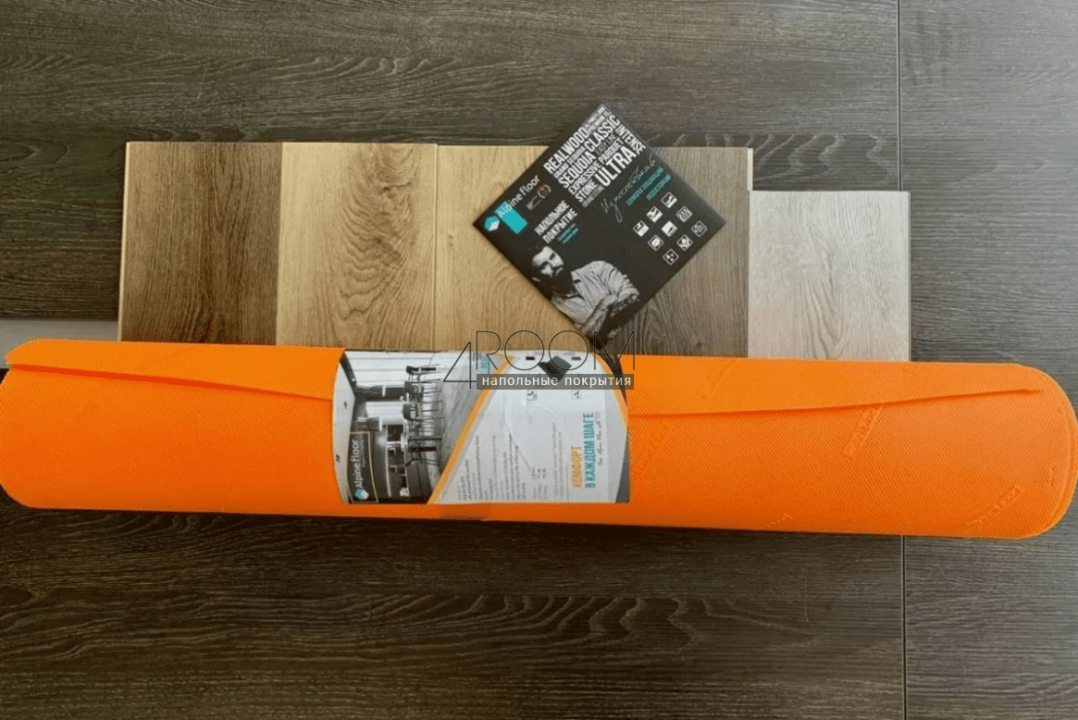 Специализированная подложка под SPC плитку ALPINE FLOOR Orange Premium IXPE 15000*1000*1,5 мм (рулон 10м2)