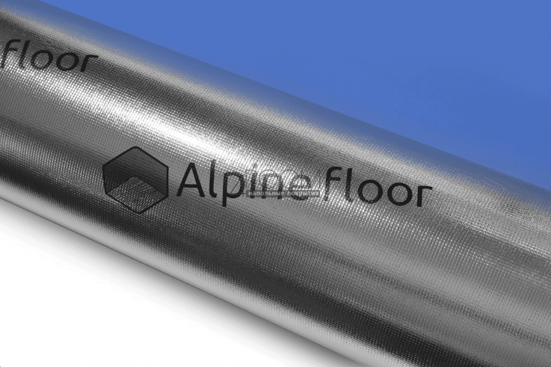 Специализированная подложка под SPC плитку ALPINE FLOOR SILVER FOIL BLUE EVA 15000*1000*1,5 мм (рулон 10м2)