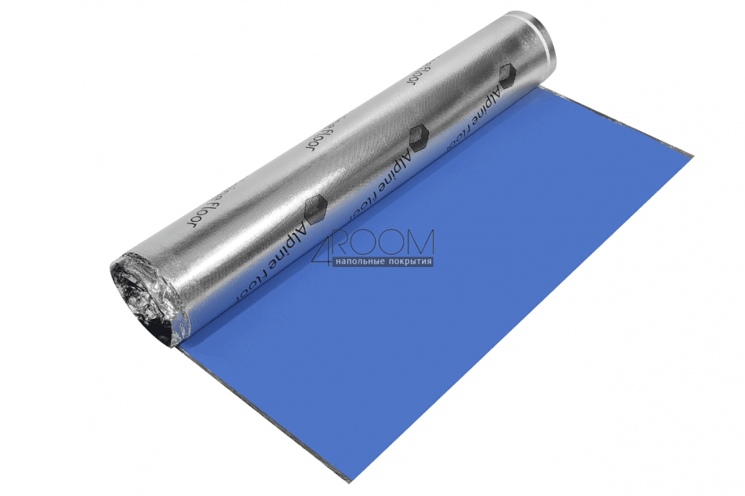 Специализированная подложка под SPC плитку ALPINE FLOOR SILVER FOIL BLUE EVA 15000*1000*1,5 мм (рулон 10м2)