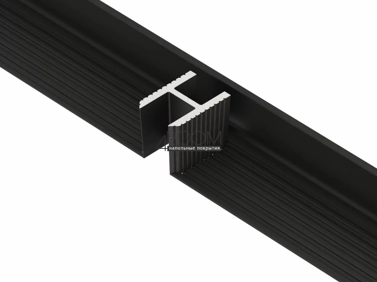 Теневая алюминиевая рейка под панели и керамогранит Laconistiq DUAL 8,6х12х3000мм, черный анодированный