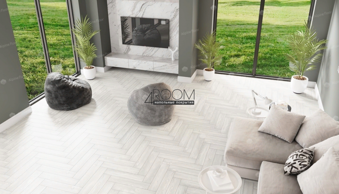 Кварц-виниловая, клеевая LVT плитка с фаской, Alpine Floor ECO 16-4 Дуб Арктик, 590х118х2,5мм