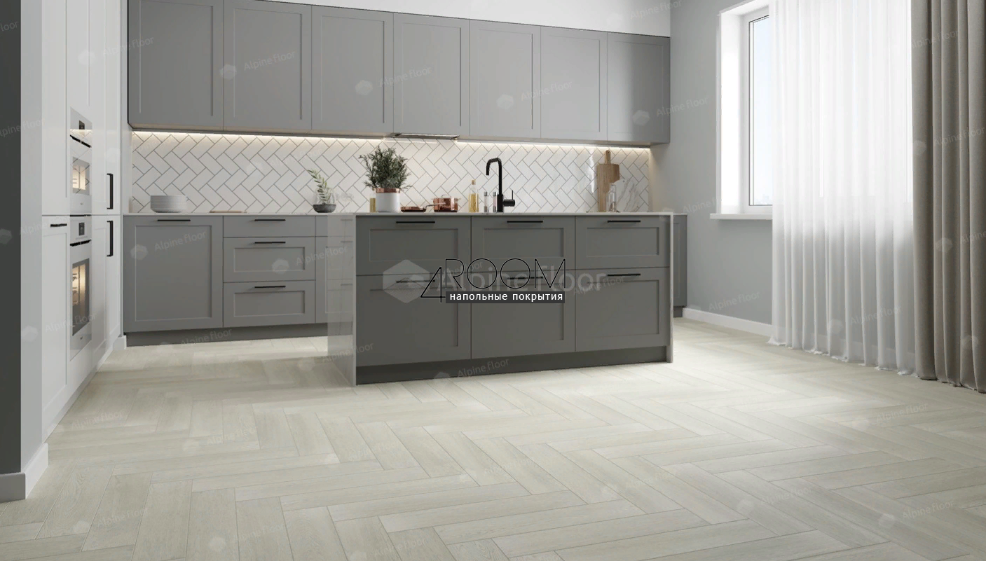 Кварц-виниловая, клеевая LVT плитка с фаской, Alpine Floor ECO 16-6 Зимний Лес, 590х118х2,5мм