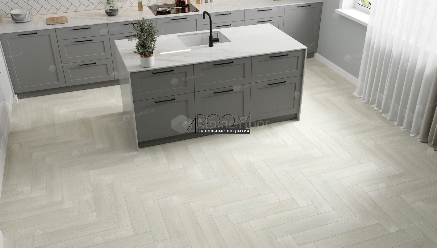 Кварц-виниловая, клеевая LVT плитка с фаской, Alpine Floor ECO 16-6 Зимний Лес, 590х118х2,5мм