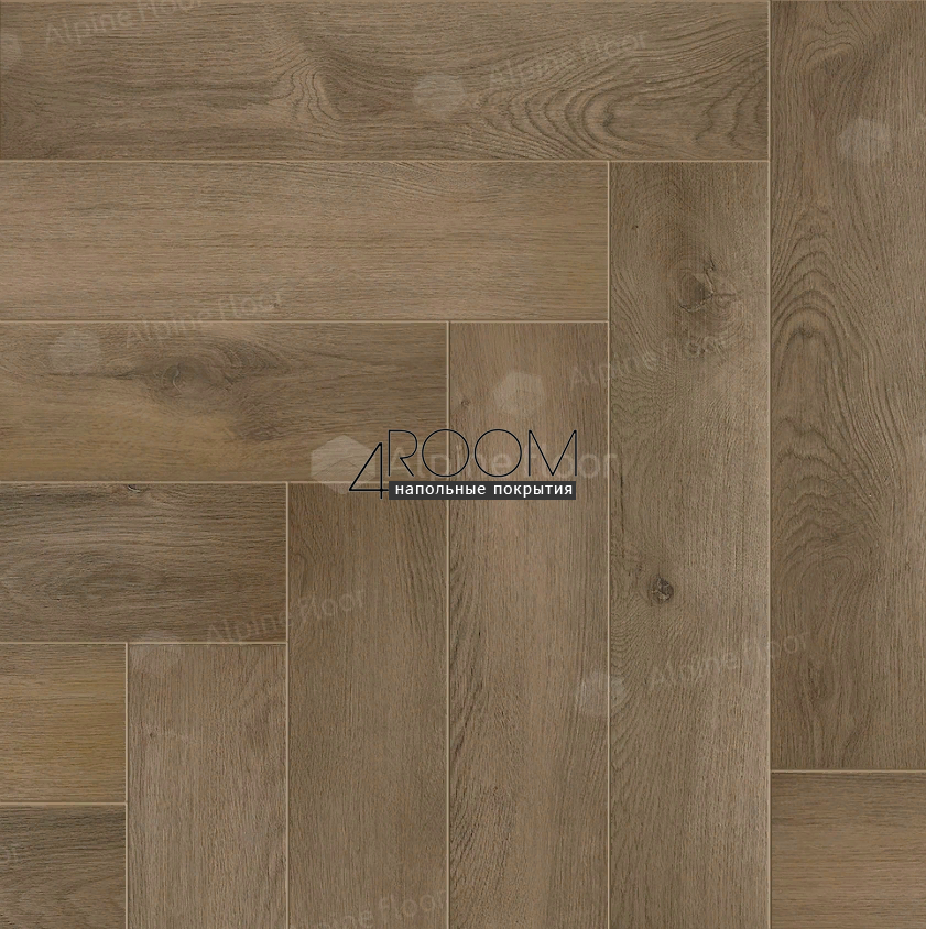 Кварц-виниловая, клеевая LVT плитка с фаской, Alpine Floor ECO 16-7 Дуб Насыщенный, 590х118х2,5мм