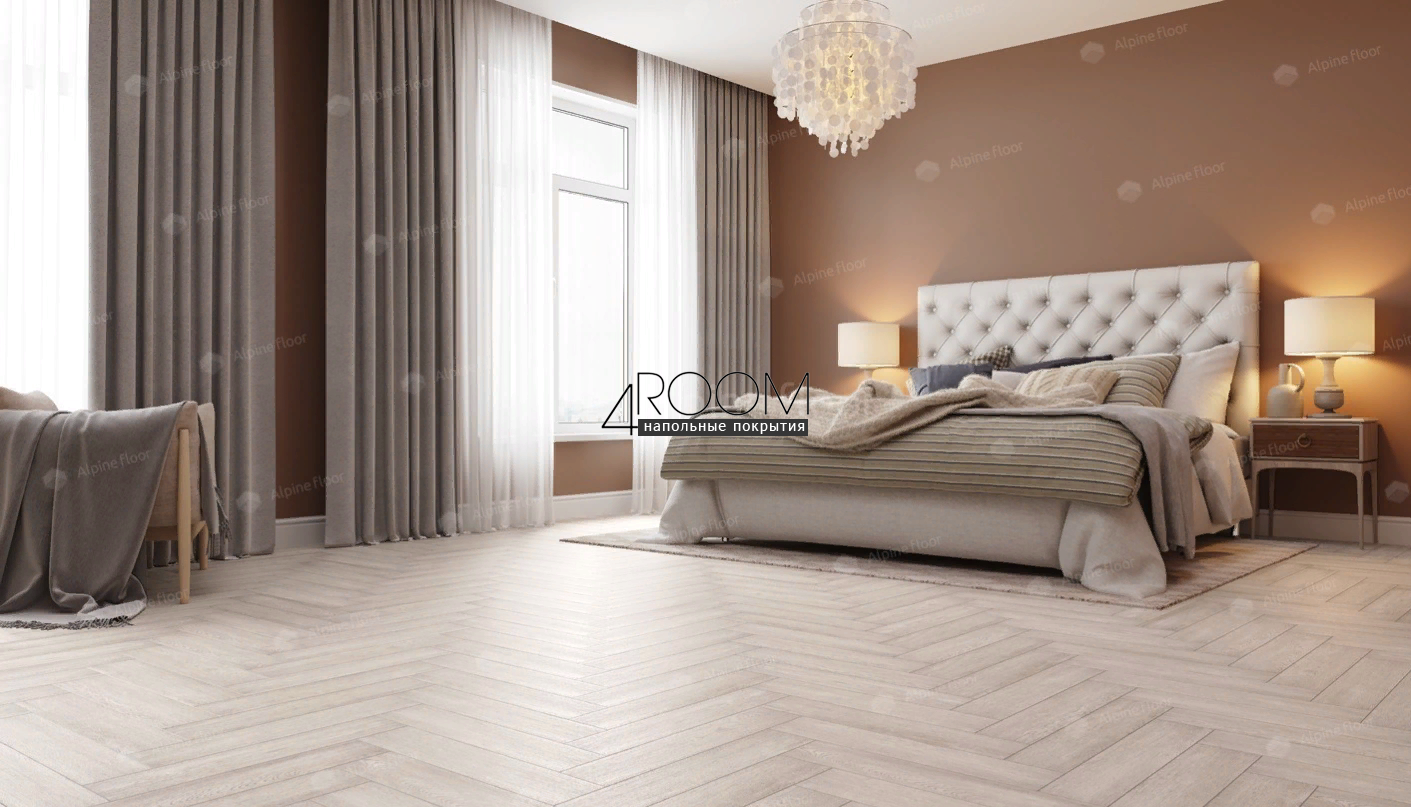 Кварц-виниловая, клеевая LVT плитка с фаской, Alpine Floor ECO 16-9 Голубой лес, 590х118х2,5мм