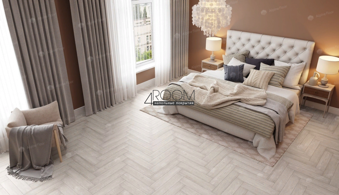 Кварц-виниловая, клеевая LVT плитка с фаской, Alpine Floor ECO 16-9 Голубой лес, 590х118х2,5мм