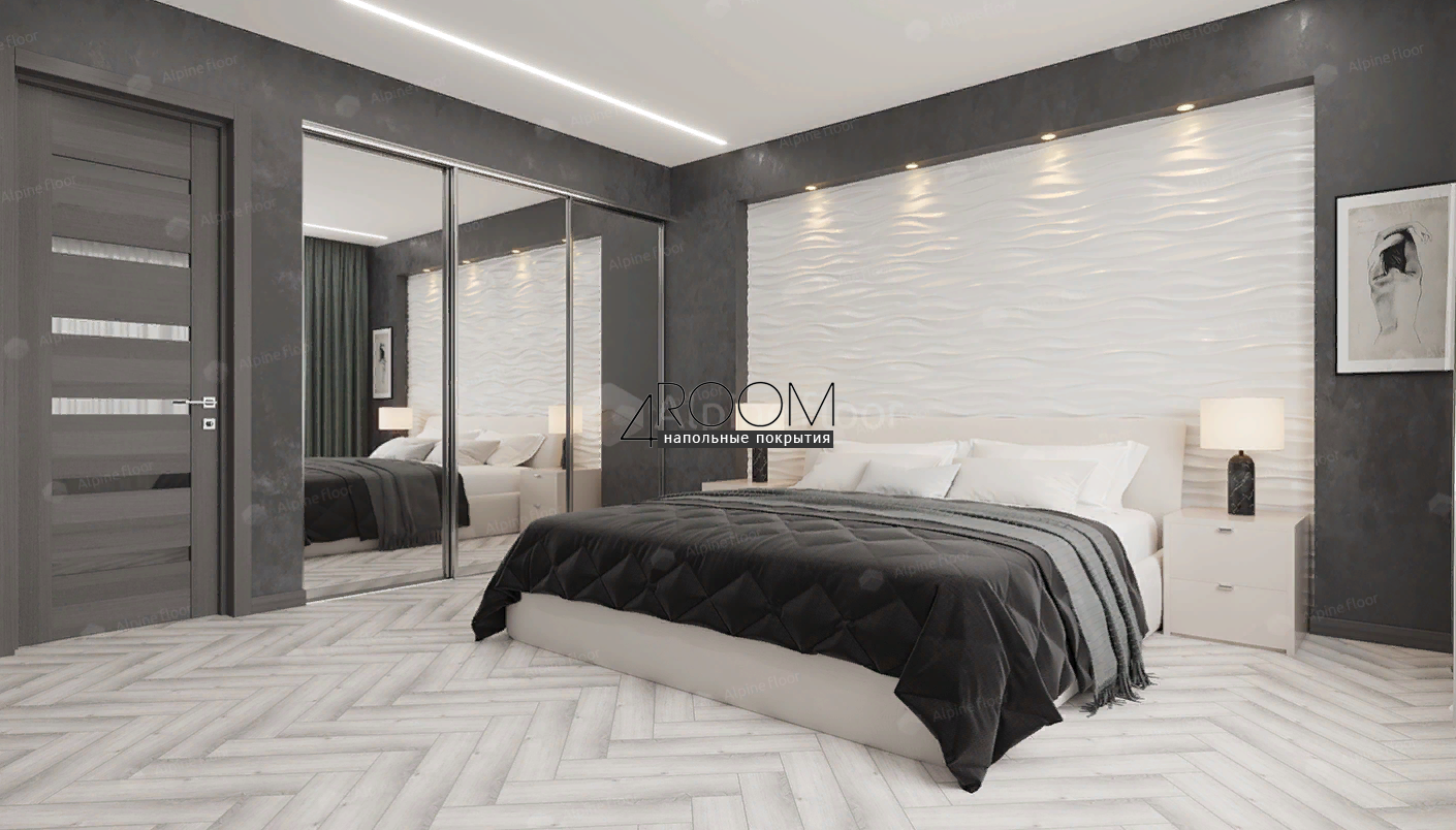 Кварц-виниловая, клеевая LVT плитка с фаской, Alpine Floor ECO 16-12 Дуб Альхена, 590х118х2,5мм