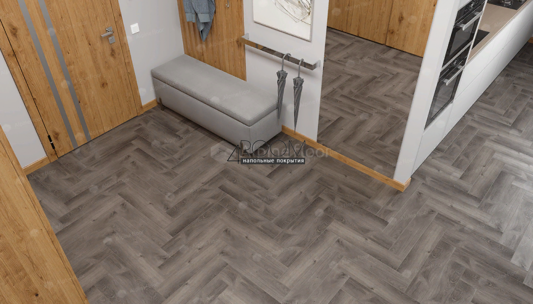 Кварц-виниловая, клеевая LVT плитка с фаской, Alpine Floor ECO 16-13 Дуб Мерга, 590х118х2,5мм