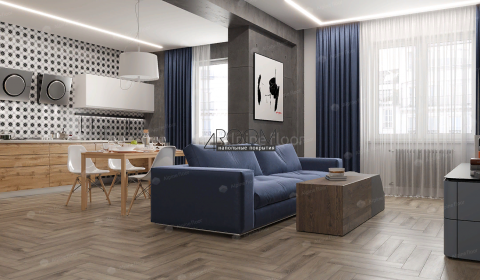Кварц-виниловая, клеевая LVT плитка с фаской, Alpine Floor ECO 16-15 Дуб Исида, 590х118х2,5мм