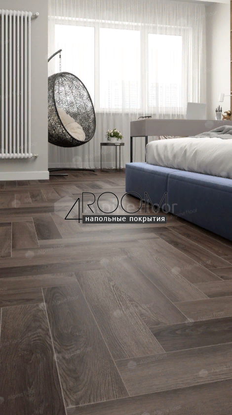 Кварц-виниловая, клеевая LVT плитка с фаской, Alpine Floor ECO 16-16 Дуб Фафнир, 590х118х2,5мм
