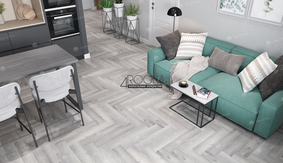 Кварц-виниловая, клеевая LVT плитка с фаской, Alpine Floor ECO 16-18 Дуб Лейтена, 590х118х2,5мм
