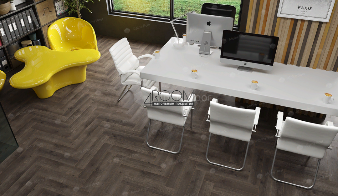 Кварц-виниловая, клеевая LVT плитка с фаской, Alpine Floor ECO 16-19 Дуб Антарес, 590х118х2,5мм