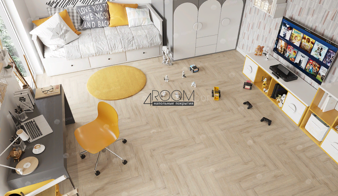 Кварц-виниловая, клеевая LVT плитка с фаской, Alpine Floor ECO 16-20 Дуб Медия, 590х118х2,5мм