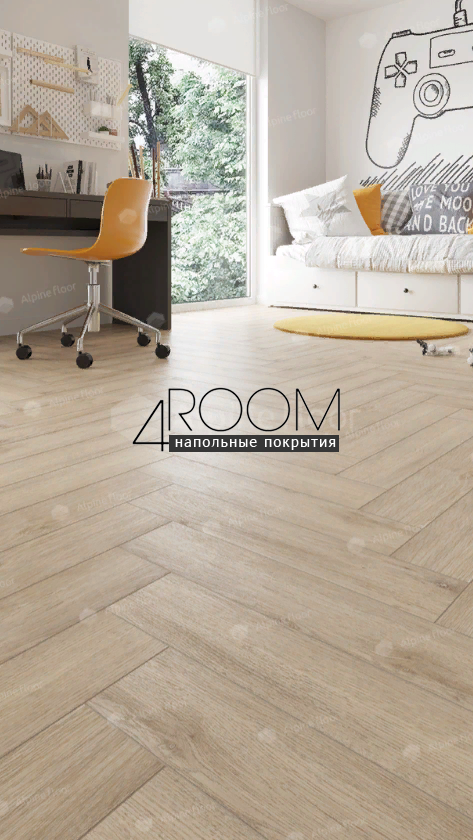 Кварц-виниловая, клеевая LVT плитка с фаской, Alpine Floor ECO 16-20 Дуб Медия, 590х118х2,5мм