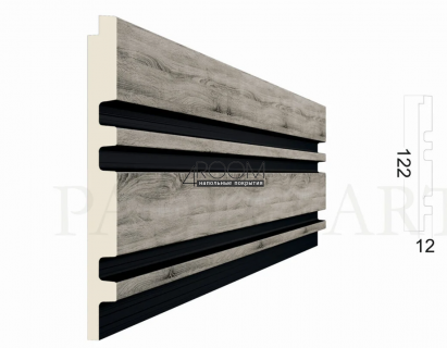 Стеновая 3D Панель Paolo Arte Konture, Kr200SP-2/2,7 Серое Дерево, 122х12х2700мм