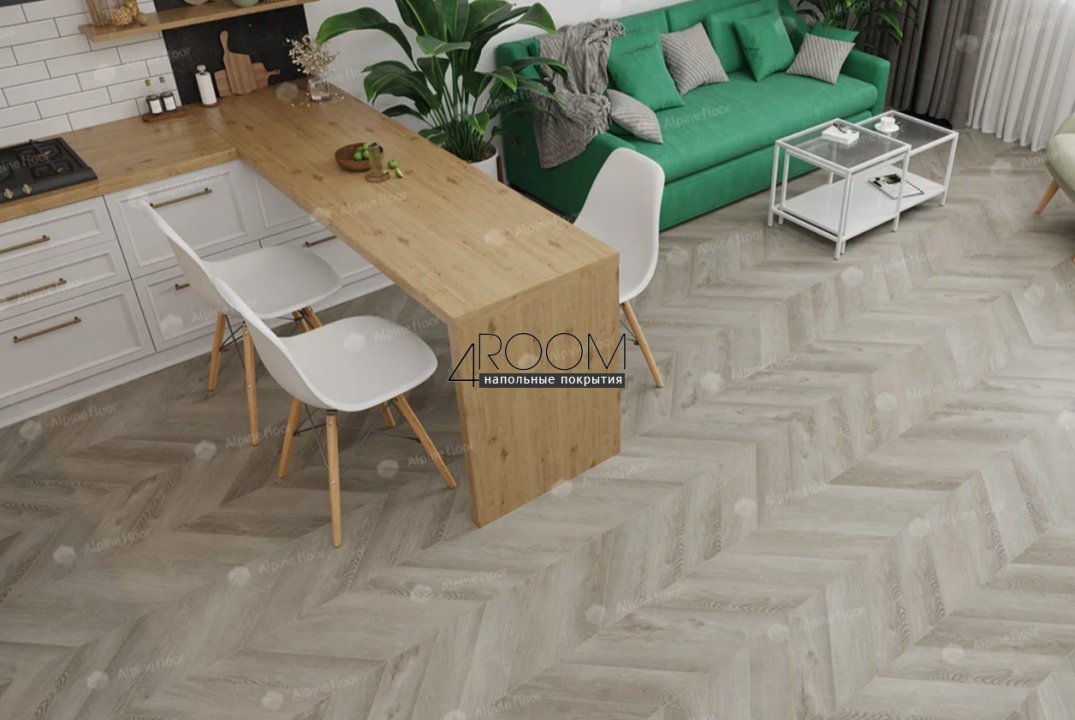 Каменно-полимерная замковая SPC плитка Alpine Floor Chevron Alpine ДУБ ФАНТАЗИЯ ECO 18-1 MC, 600х127мм, 5/0,55мм, 43 класс