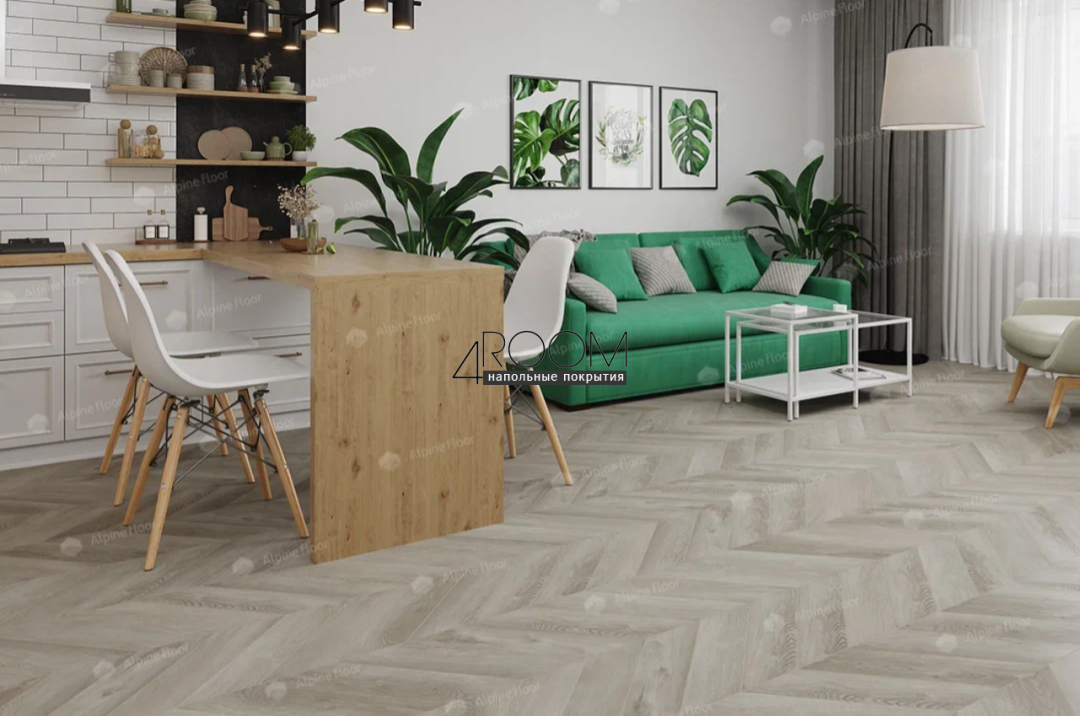 Каменно-полимерная замковая SPC плитка Alpine Floor Chevron Alpine ДУБ ФАНТАЗИЯ ECO 18-1 MC, 600х127мм, 5/0,55мм, 43 класс