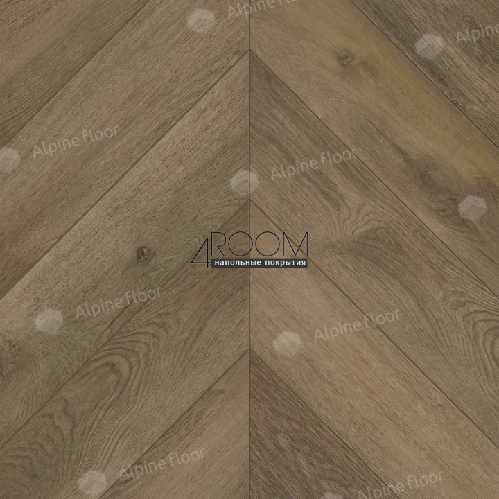 Каменно-полимерная замковая SPC плитка Alpine Floor Chevron Alpine Дуб Насыщенный ECO 18-4 MC, 600х127мм, 5/0,55мм, 43 класс