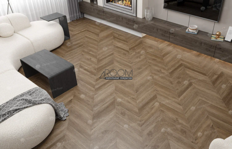 Каменно-полимерная замковая SPC плитка Alpine Floor Chevron Alpine Макадамия ECO 18-5 MC, 600х127мм, 5/0,55мм, 43 класс
