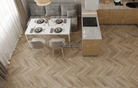 Каменно-полимерная замковая SPC плитка Alpine Floor Chevron Alpine Дуб Синистра ECO 18-6 MC, 600х127мм, 5/0,55мм, 43 класс