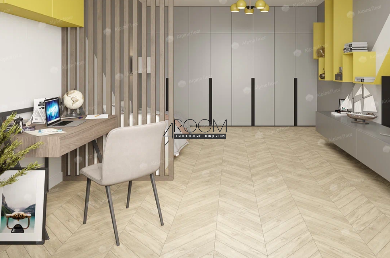 Каменно-полимерная замковая SPC плитка Alpine Floor Chevron Alpine Сонома ECO 18-7 MC, 600х127мм, 5/0,55мм, 43 класс