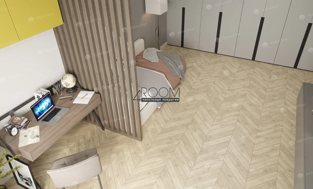 Каменно-полимерная замковая SPC плитка Alpine Floor Chevron Alpine Сонома ECO 18-7 MC, 600х127мм, 5/0,55мм, 43 класс