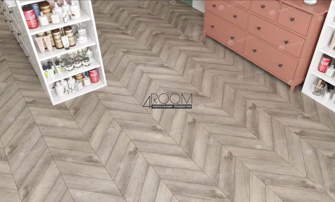 Каменно-полимерная замковая SPC плитка Alpine Floor Chevron Alpine Дуб Исида ECO 18-8 MC, 600х127мм, 5/0,55мм, 43 класс