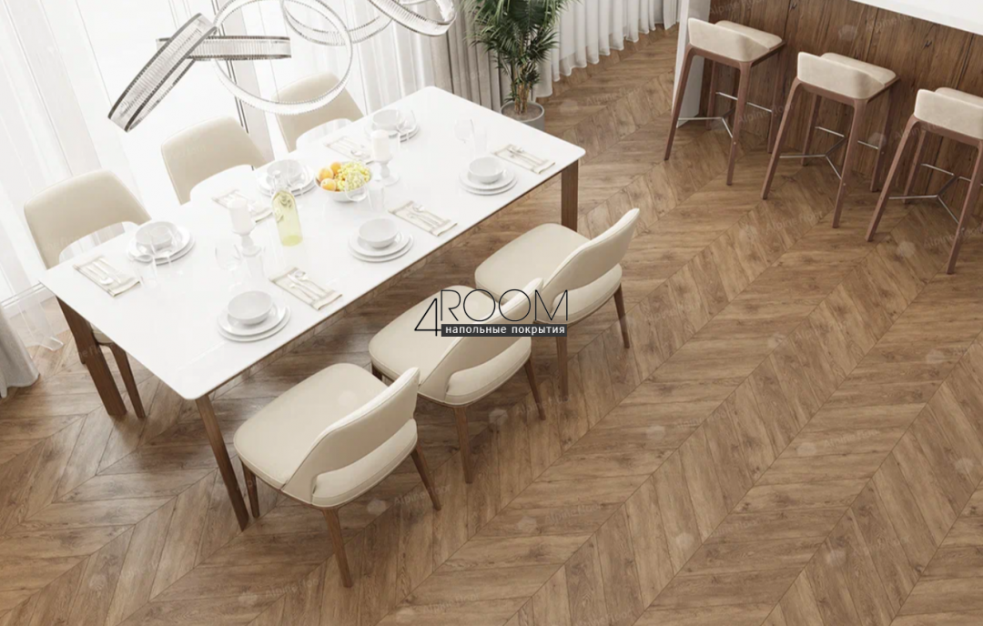 Каменно-полимерная замковая SPC плитка Alpine Floor Chevron Alpine Гевуина ECO 18-10 MC, 600х127мм, 5/0,55мм, 43 класс